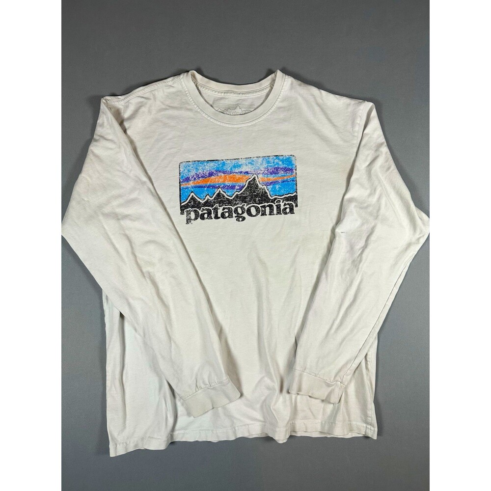 Patagonia Fitz Roy Long Sleeve Men’s XL White Organic Cotton USA Made